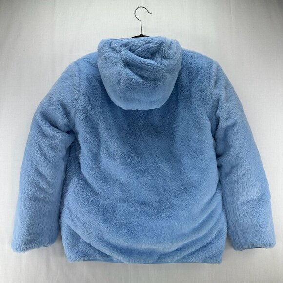 Eddie Bauer Jacket Kids L Ombre Faux Fur Reversible Puffer Hoodie Purple Blue - Picture 9 of 16